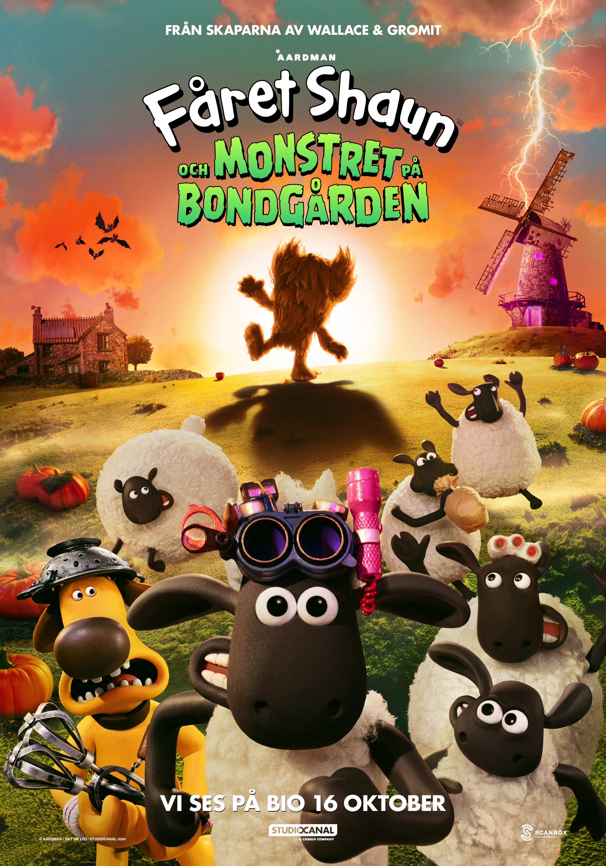Poster: Fåret Shaun och monstret på bondgården